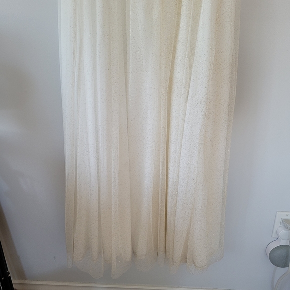 NEW CRYSTALL DOLL Gold Sparkle Glitter White Outer Mesh Sleeveless Maxi Dress - Picture 14 of 15